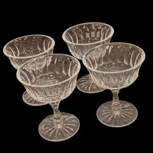 Vintage Crystal Tall Saucer Champagne Sherbet Coupes‎ Lot of 4
